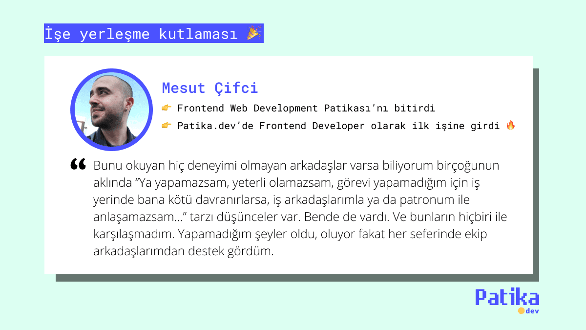 Frontend Patikasından Patika.dev’de Frontend Geliştiriciliğe: Mesut Çifci’nin Hikayesi